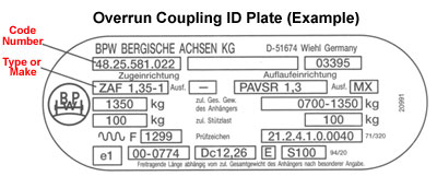 BPW Damper Identification plate