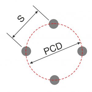 Diagram Showing PCD of 4 stud wheel